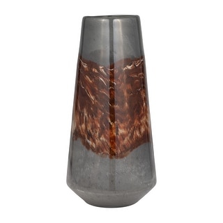 17" Glass Vase Contemporary Brown and Gray Glassware Decorative Table ...